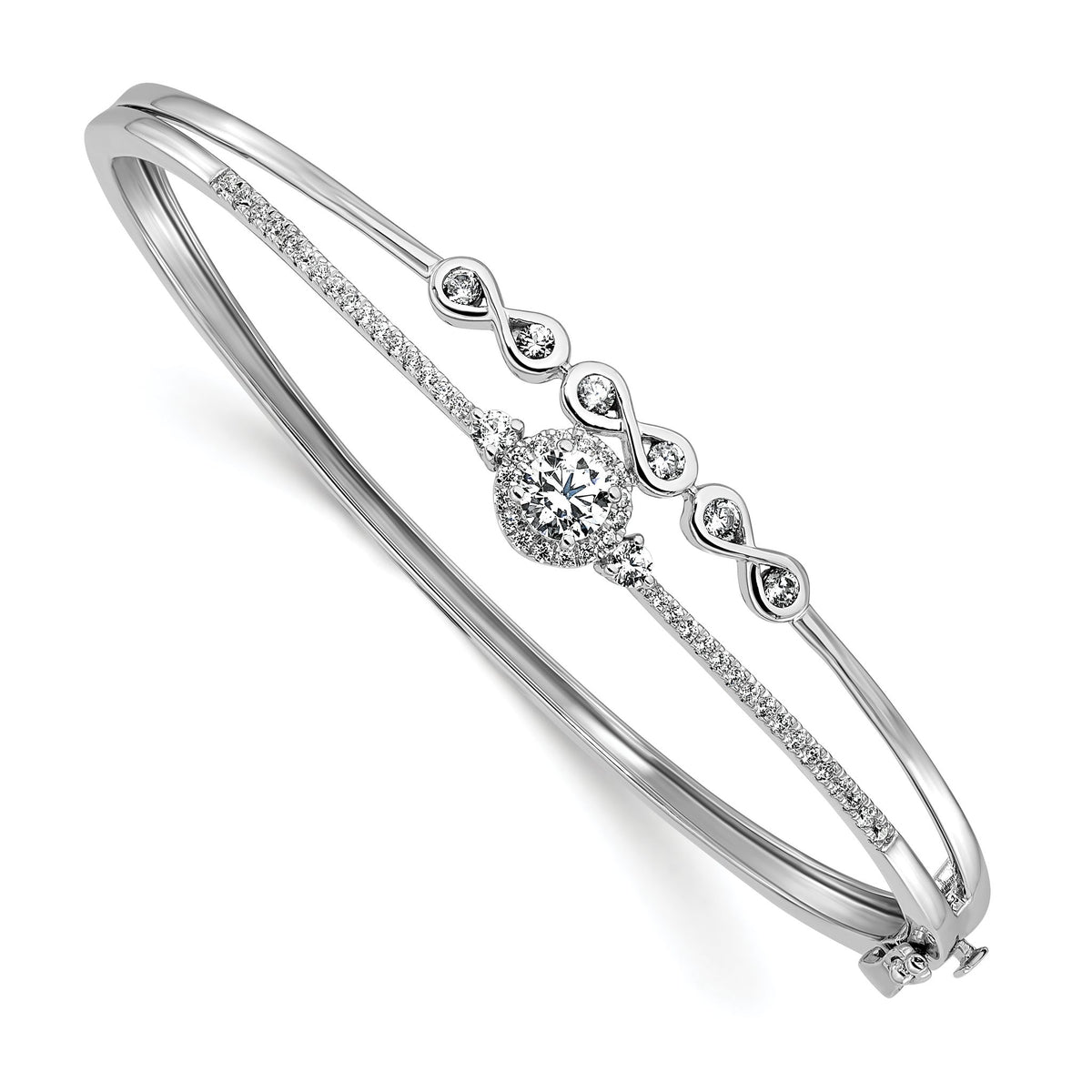 Round Lab-Grown Diamond Infinity Bangle Bracelet in 14K White Gold (1 ct. tw.) - Sophia Jewelers Main image
