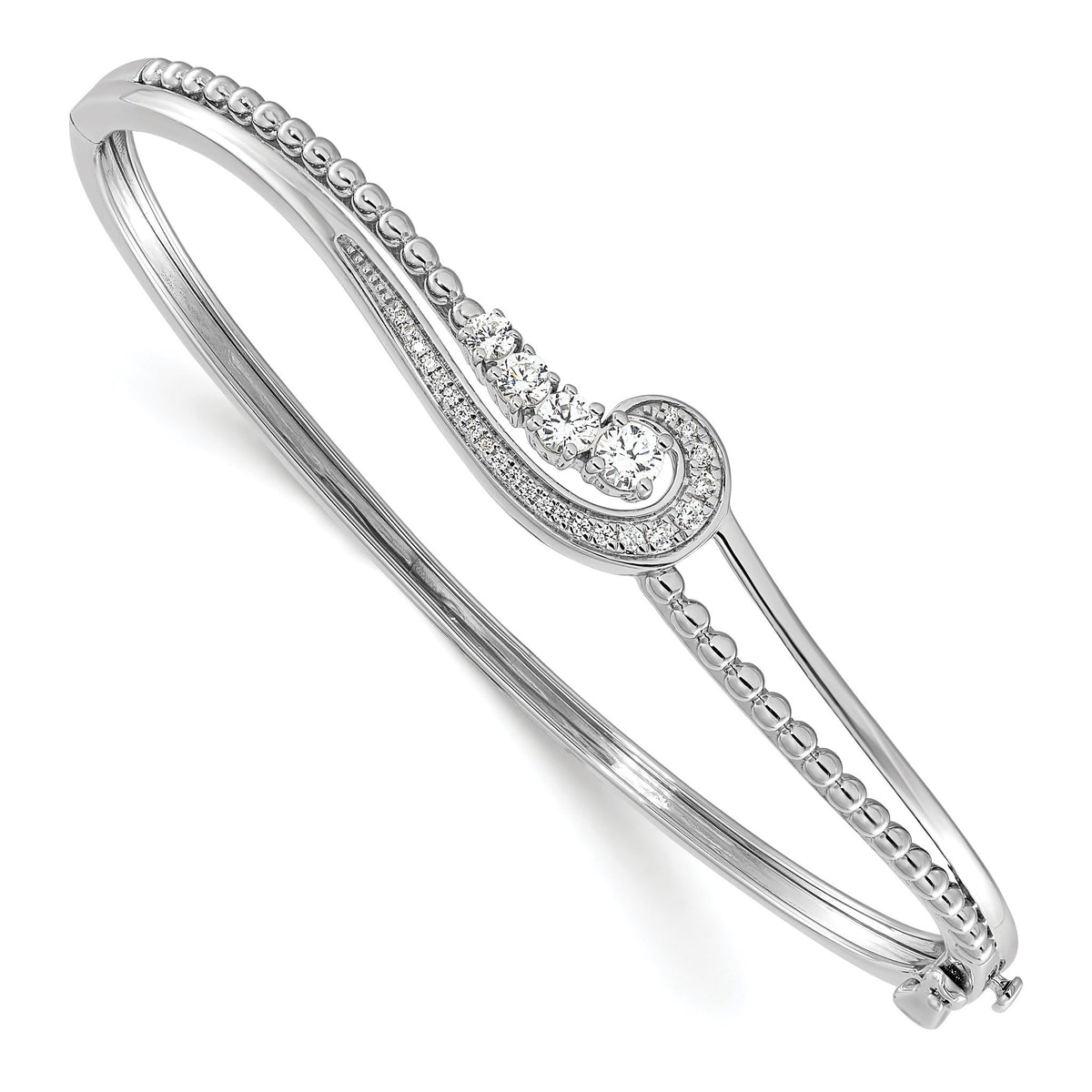 Lab-Grown Diamond Swirl Bangle Bracelet in 14K White Gold, 10.5mm (1/2 ct. tw.) - Sophia Jewelers Main image