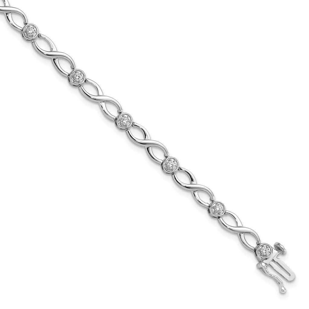 14k White Gold 1/2 carat Lab Grown Diamond VS/SI+ G+ 7.25 inch Infinity Bracelet