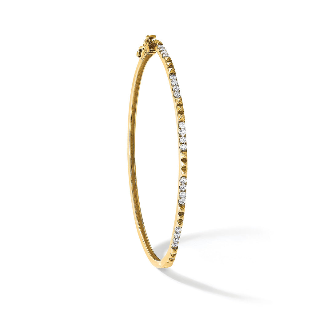 Lab-Grown Diamond Bangle Bracelet in 14K Yellow Gold, 2mm (1/2 ct. tw.), 6.8 Inch - Sophia Jewelers