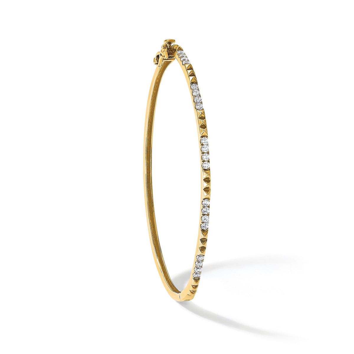 Lab-Grown Diamond Bangle Bracelet in 14K Yellow Gold, 2mm (1/2 ct. tw.), 6.8 Inch - Sophia Jewelers