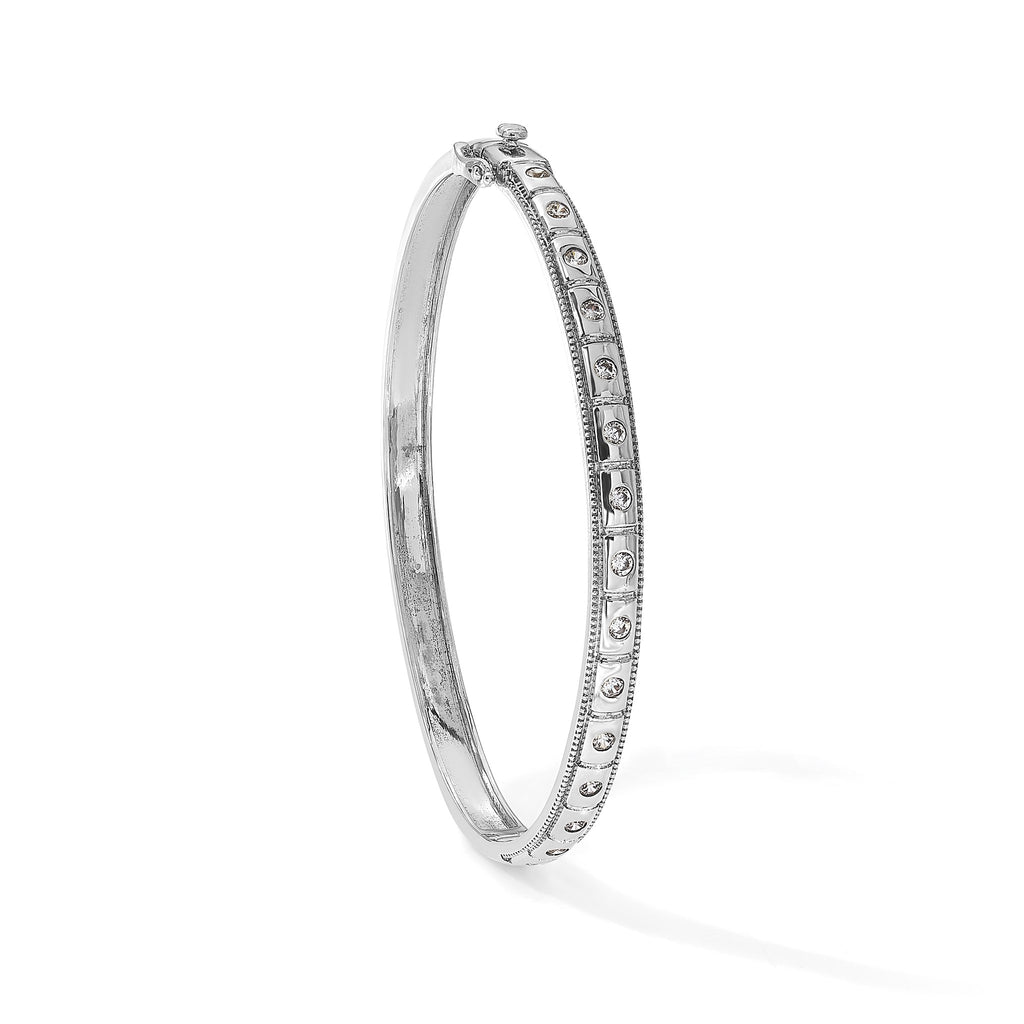 Lab-Grown Diamond Bangle Bracelet in 14K White Gold (1/2 ct. tw.), 6.8 Inch - Sophia Jewelers