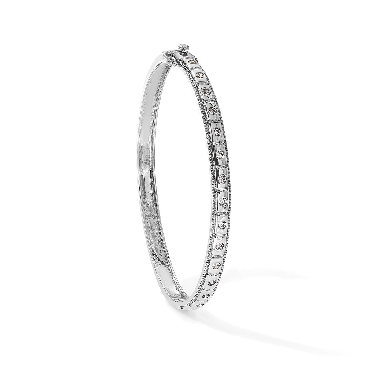 Lab-Grown Diamond Bangle Bracelet in 14K White Gold (1/2 ct. tw.), 6.8 Inch - Sophia Jewelers