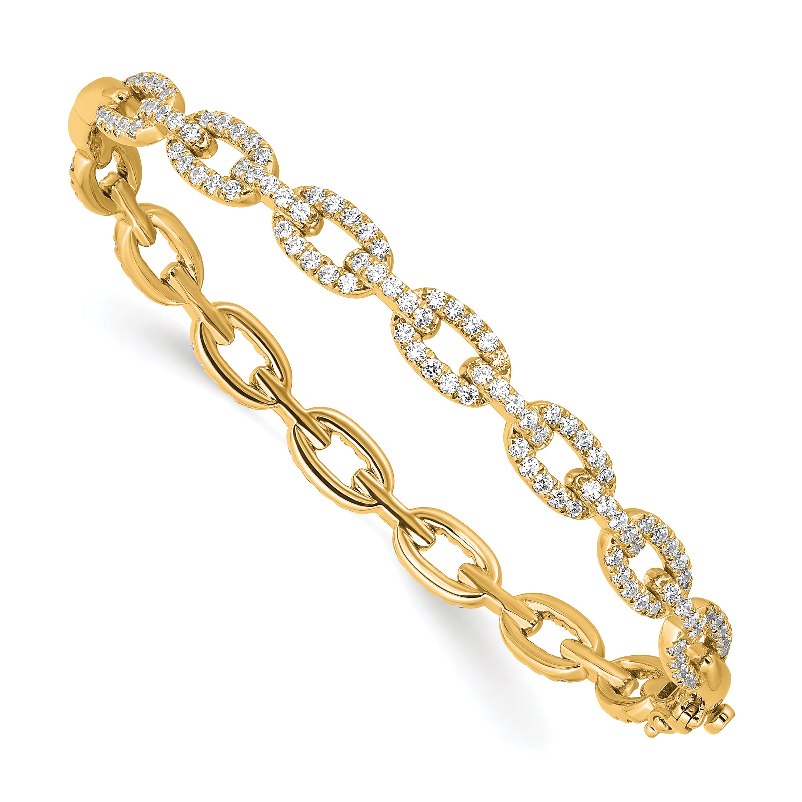 True Origin 14K Yellow Gold 2 1/6 carat Lab Grown Diamond VS+ F+ 7 in Complete Link Bracelet - Sophia Jewelers