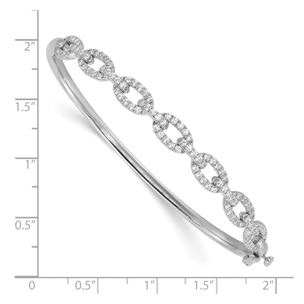 Lab-Grown Diamond Link Bangle Bracelet in 14K White Gold (1 ct. tw.), 6.8 Inch - Sophia Jewelers