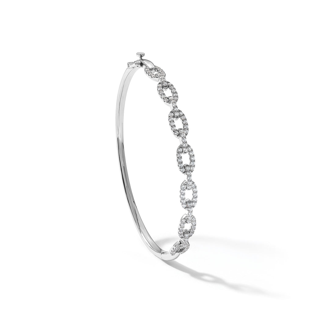 Lab-Grown Diamond Link Bangle Bracelet in 14K White Gold (1 ct. tw.), 6.8 Inch - Sophia Jewelers