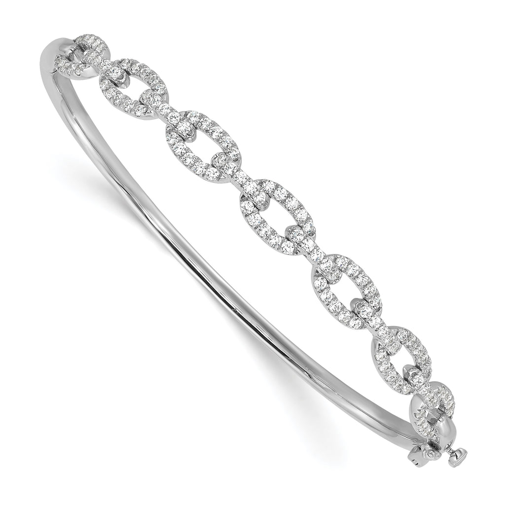 Lab-Grown Diamond Link Bangle Bracelet in 14K White Gold (1 ct. tw.), 6.8 Inch - Sophia Jewelers