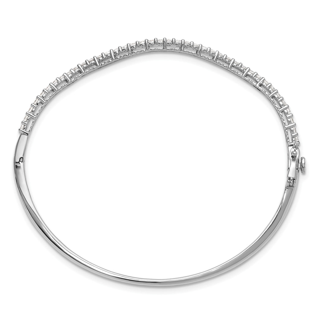 Lab-Grown Diamond Wavy Bangle Bracelet in 14K White Gold (1 ct. tw.), 6.8 Inch - Sophia Jewelers