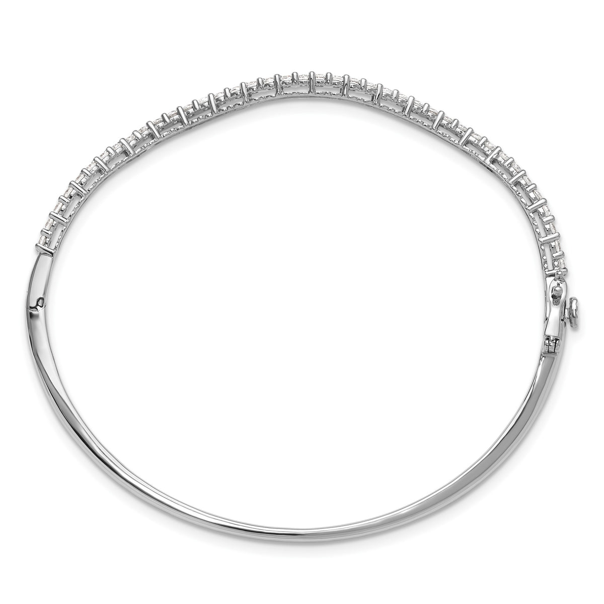 Lab-Grown Diamond Wavy Bangle Bracelet in 14K White Gold (1 ct. tw.), 6.8 Inch - Sophia Jewelers