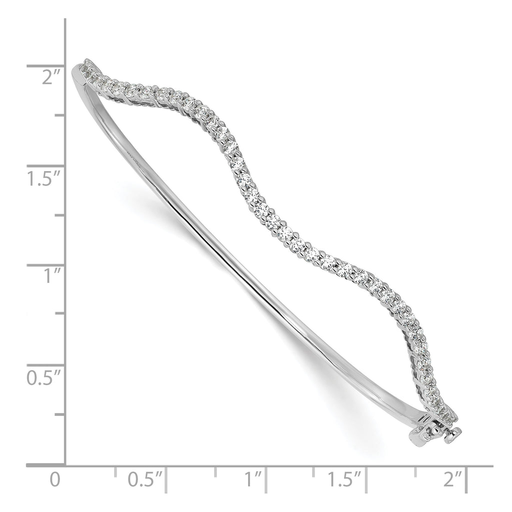 Lab-Grown Diamond Wavy Bangle Bracelet in 14K White Gold (1 ct. tw.), 6.8 Inch - Sophia Jewelers
