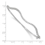 Lab-Grown Diamond Wavy Bangle Bracelet in 14K White Gold (1 ct. tw.), 6.8 Inch - Sophia Jewelers