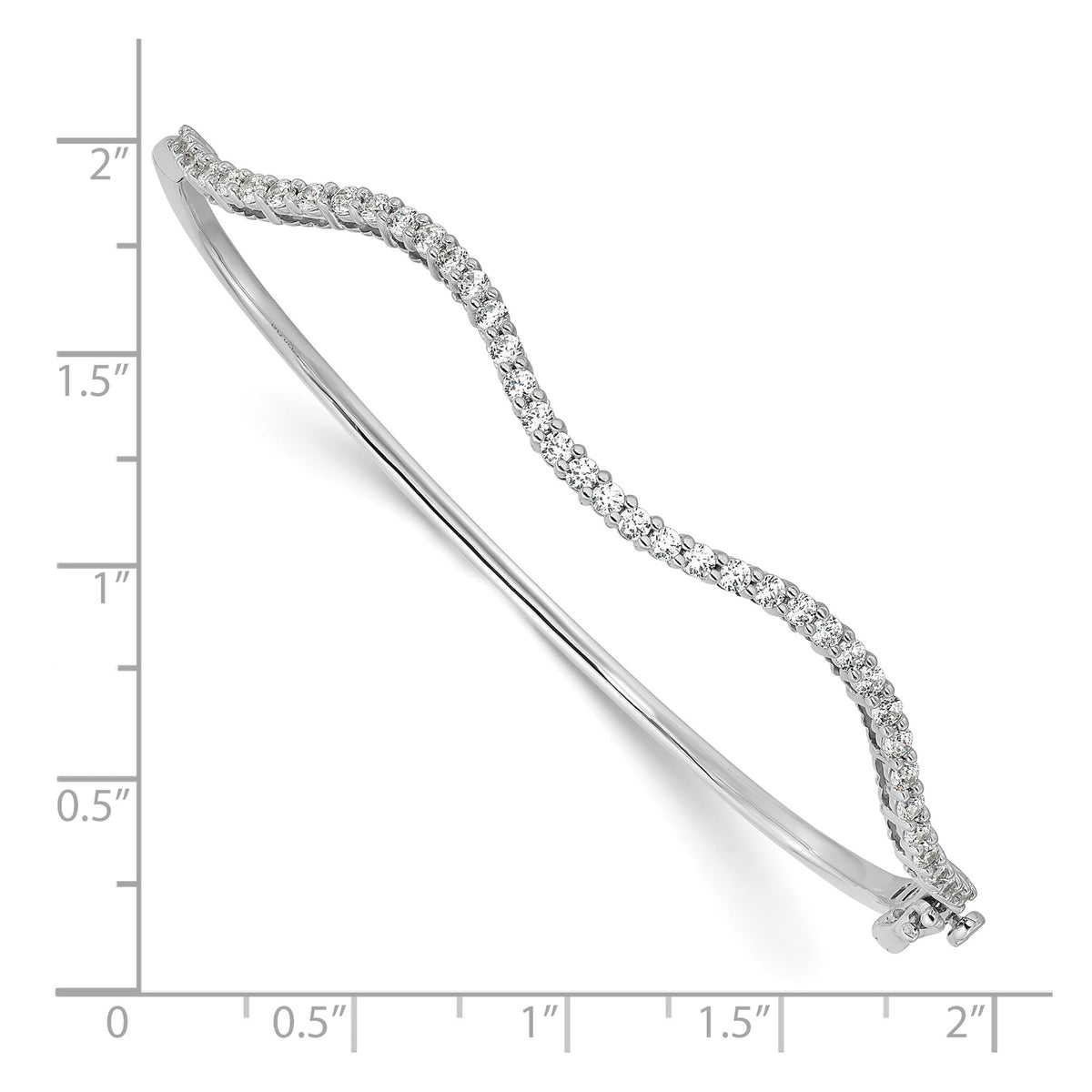 Lab-Grown Diamond Wavy Bangle Bracelet in 14K White Gold (1 ct. tw.), 6.8 Inch - Sophia Jewelers