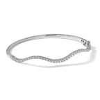 Lab-Grown Diamond Wavy Bangle Bracelet in 14K White Gold (1 ct. tw.), 6.8 Inch - Sophia Jewelers