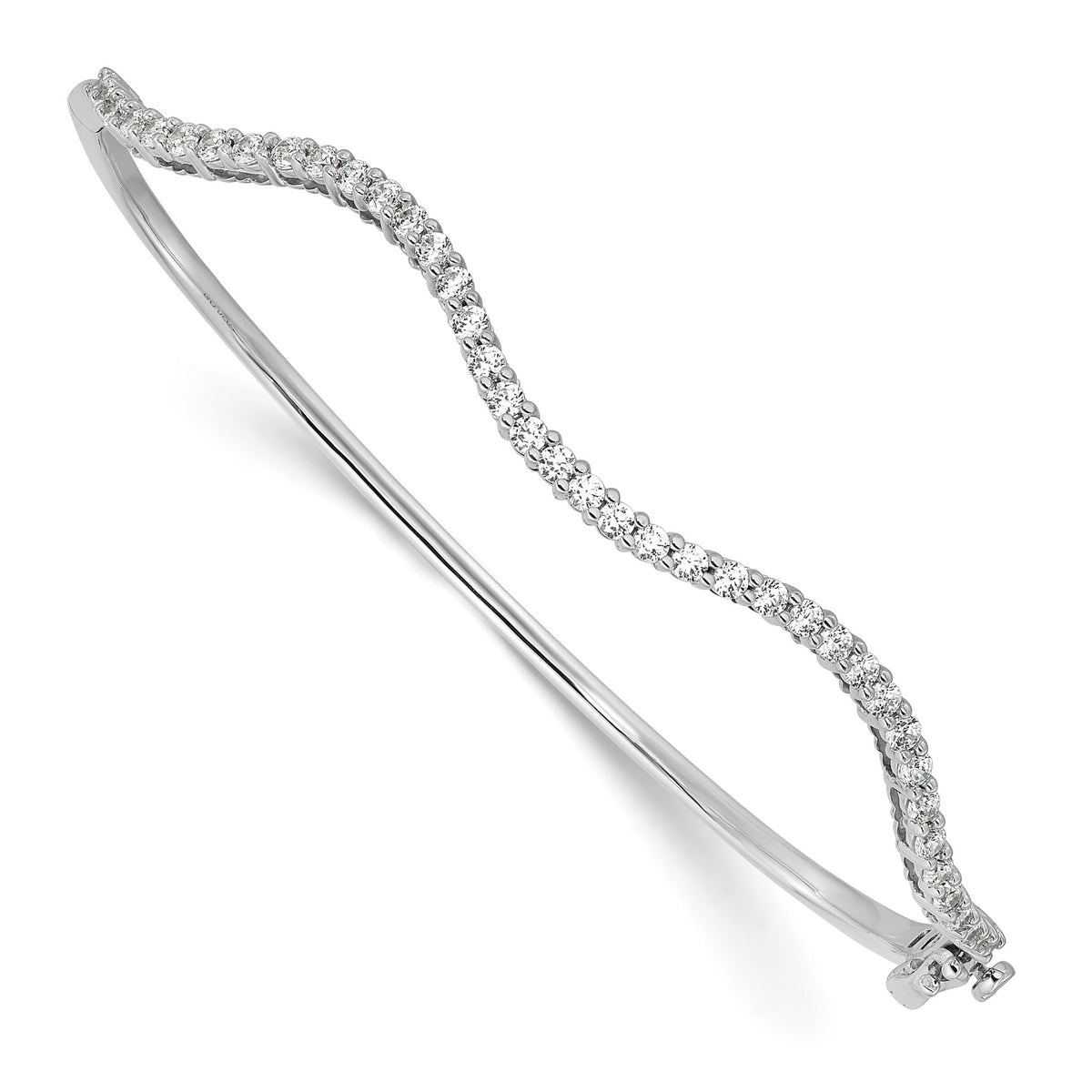 Lab-Grown Diamond Wavy Bangle Bracelet in 14K White Gold (1 ct. tw.), 6.8 Inch - Sophia Jewelers