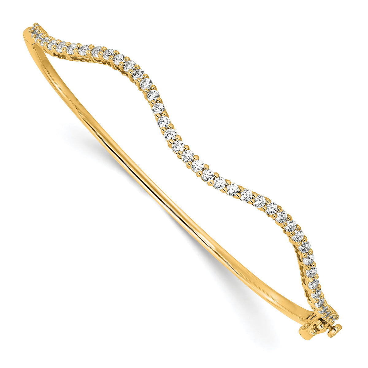 Lab-Grown Diamond Wavy Bangle Bracelet in 14K Yellow Gold (1 ct. tw.), 6.25 Inch - Sophia Jewelers Main image