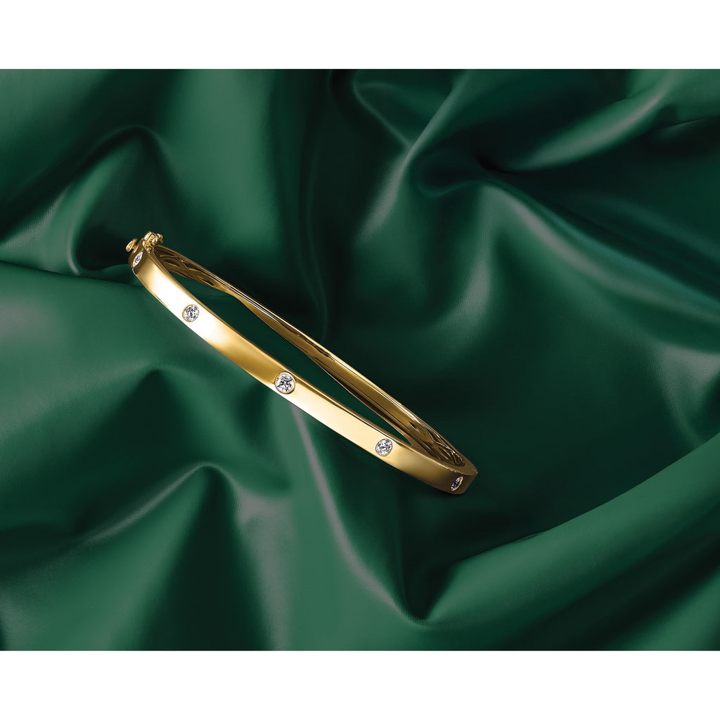 Lab-Grown Diamond Bangle Bracelet in 14K Yellow Gold (3/4 ct. tw.), 6.8 Inch - Sophia Jewelers