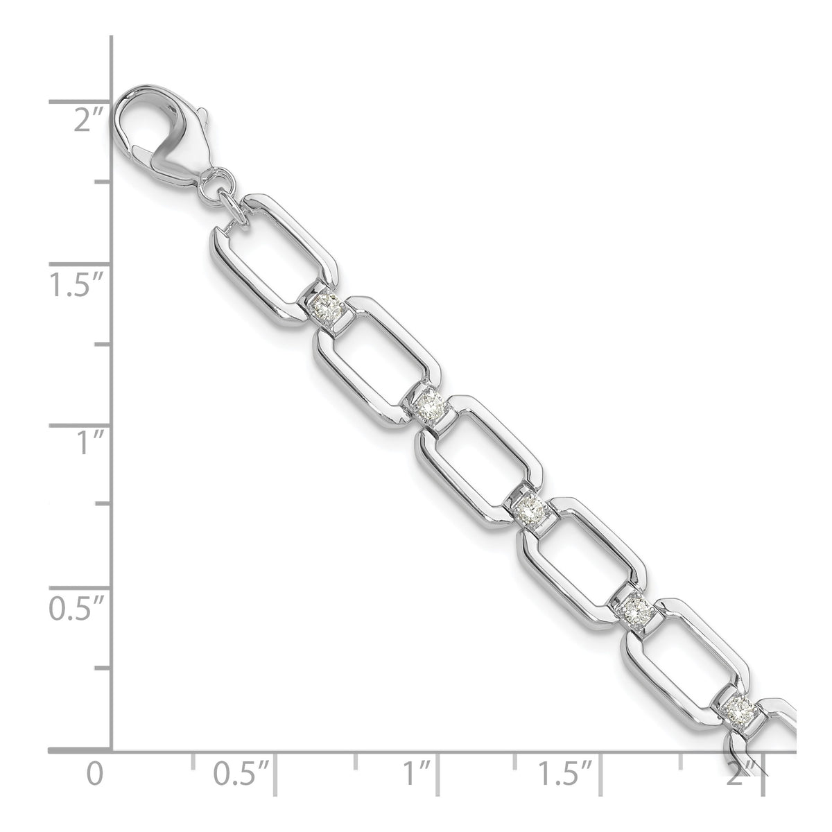 Lab-Grown Diamond Link Bracelet in 14K White Gold, 6.6mm (1/2 ct. tw.), 7 Inch - Sophia Jewelers