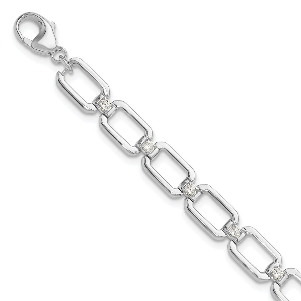 Lab-Grown Diamond Link Bracelet in 14K White Gold, 6.6mm (1/2 ct. tw.), 7 Inch - Sophia Jewelers