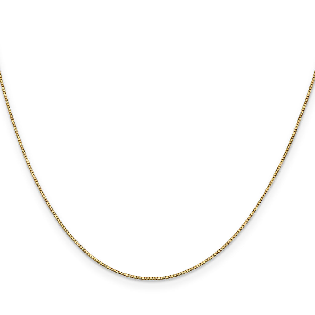 14K Yellow Gold Solid Box Chain Necklace 0.7mm