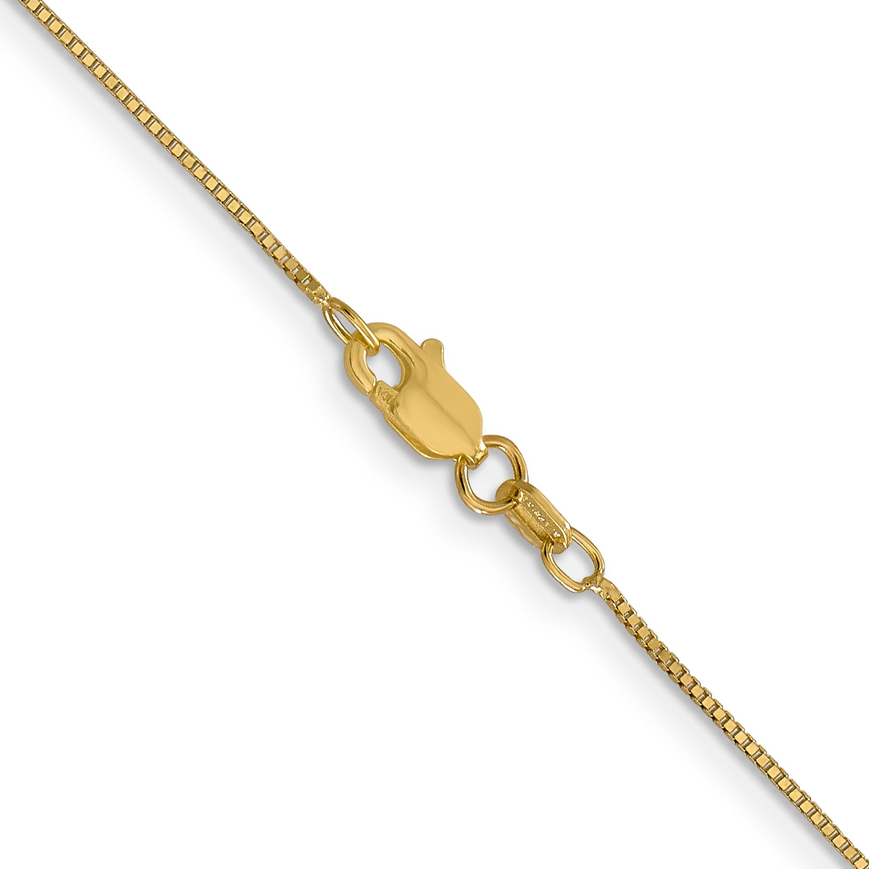 14K Yellow Gold Solid Box Chain Necklace 0.7mm