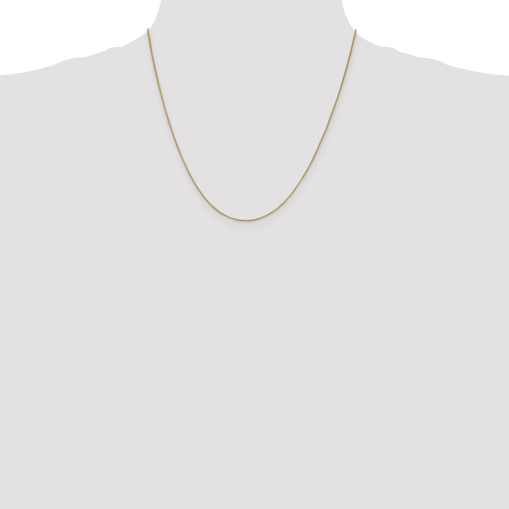 14K Yellow Gold Solid Box Chain Necklace 0.7mm