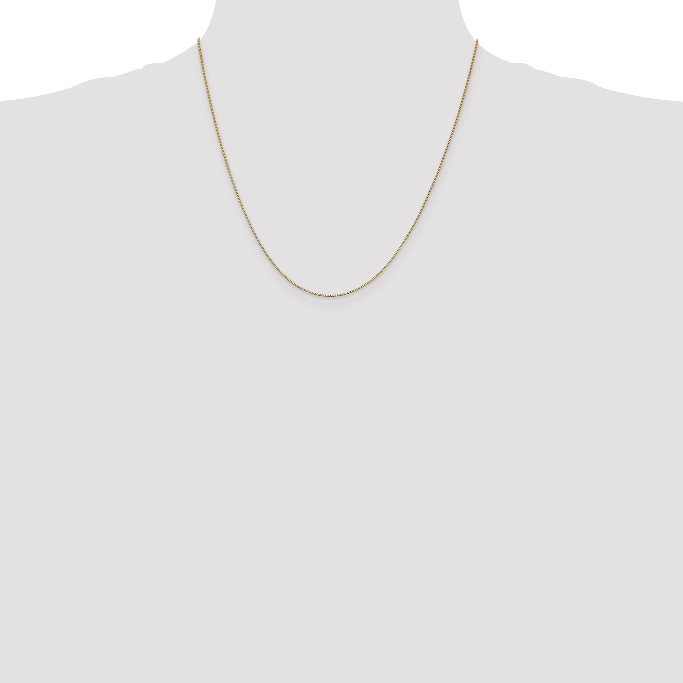 14K Yellow Gold Solid Box Chain Necklace 0.7mm