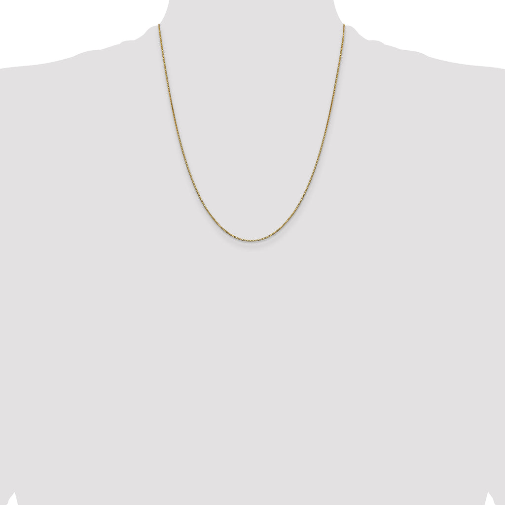 14K Yellow Gold Solid Box Chain Necklace 0.9mm