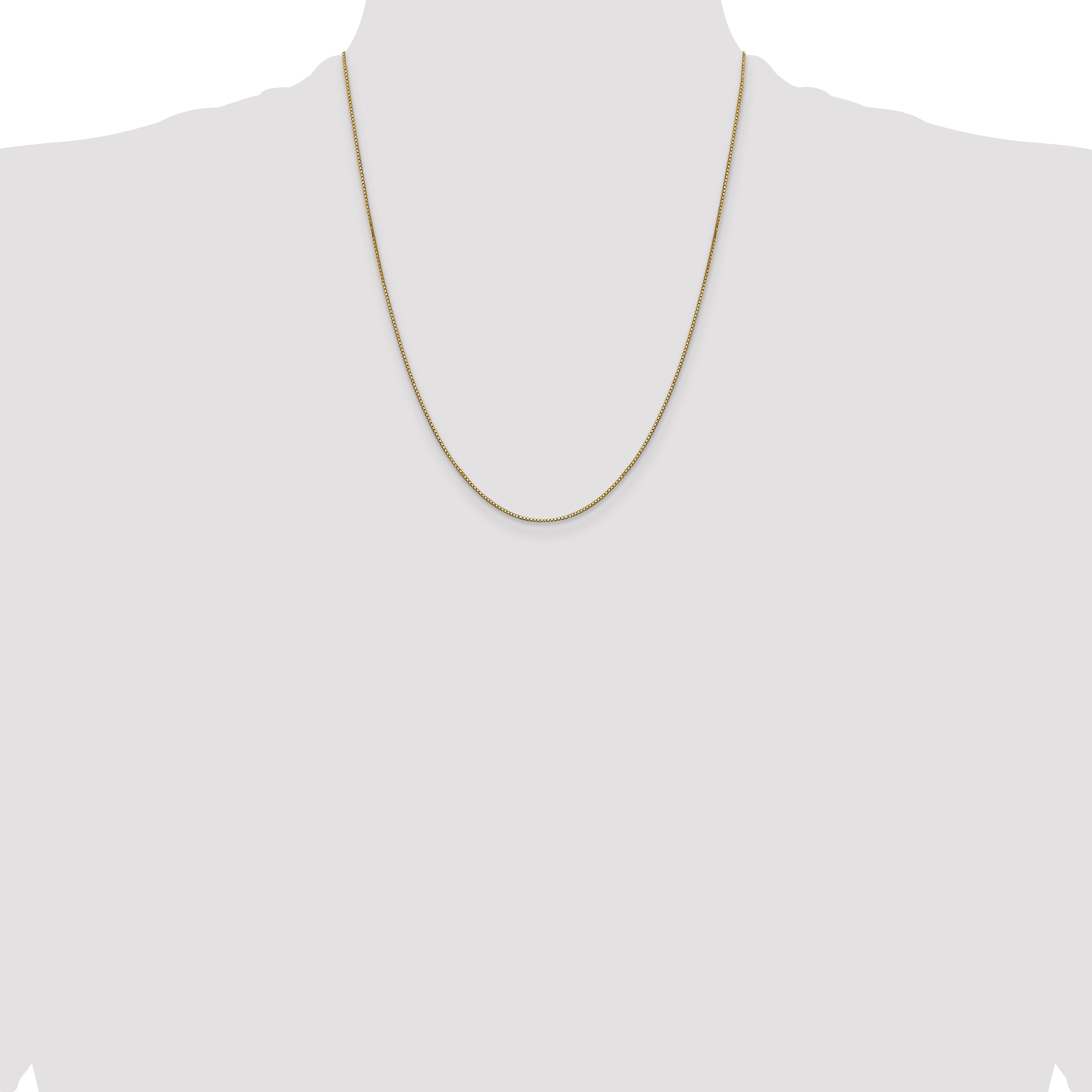 14K Yellow Gold Solid Box Chain Necklace 0.9mm