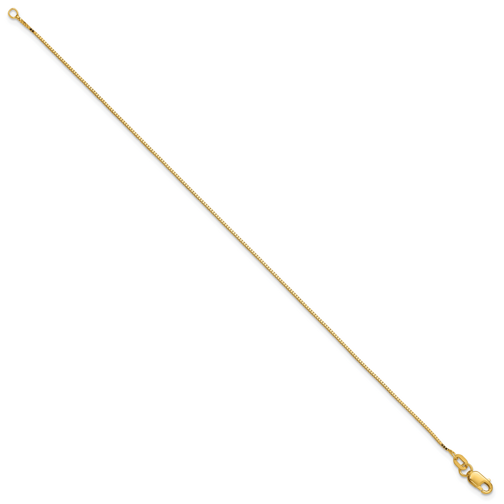 14K 7 inch .9mm Box with Lobster Clasp Bracelet