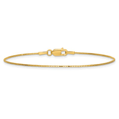 14K 9 inch .9mm Box with Lobster Clasp Anklet