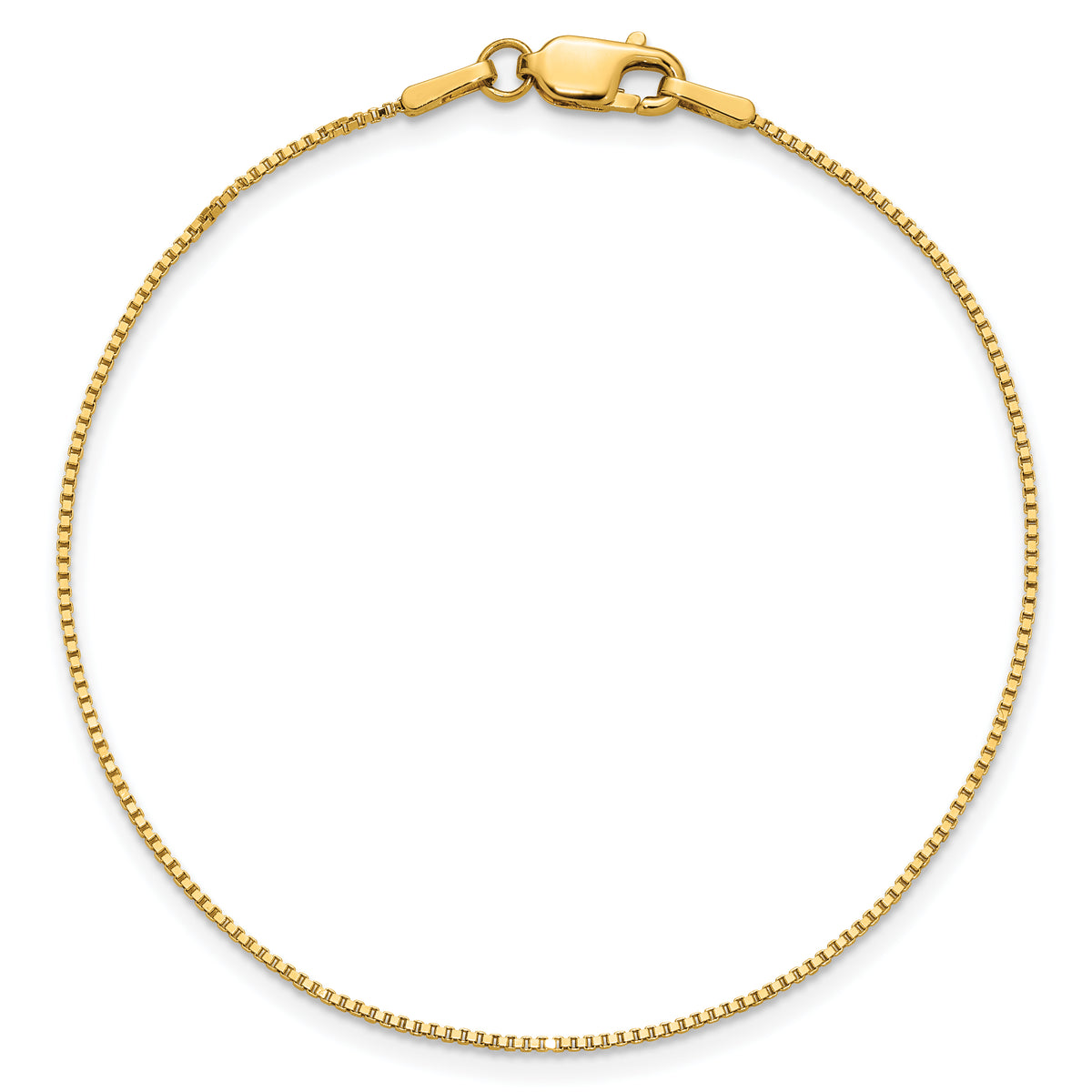 14K 7 inch .9mm Box with Lobster Clasp Bracelet