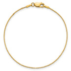 14K 7 inch .9mm Box with Lobster Clasp Bracelet