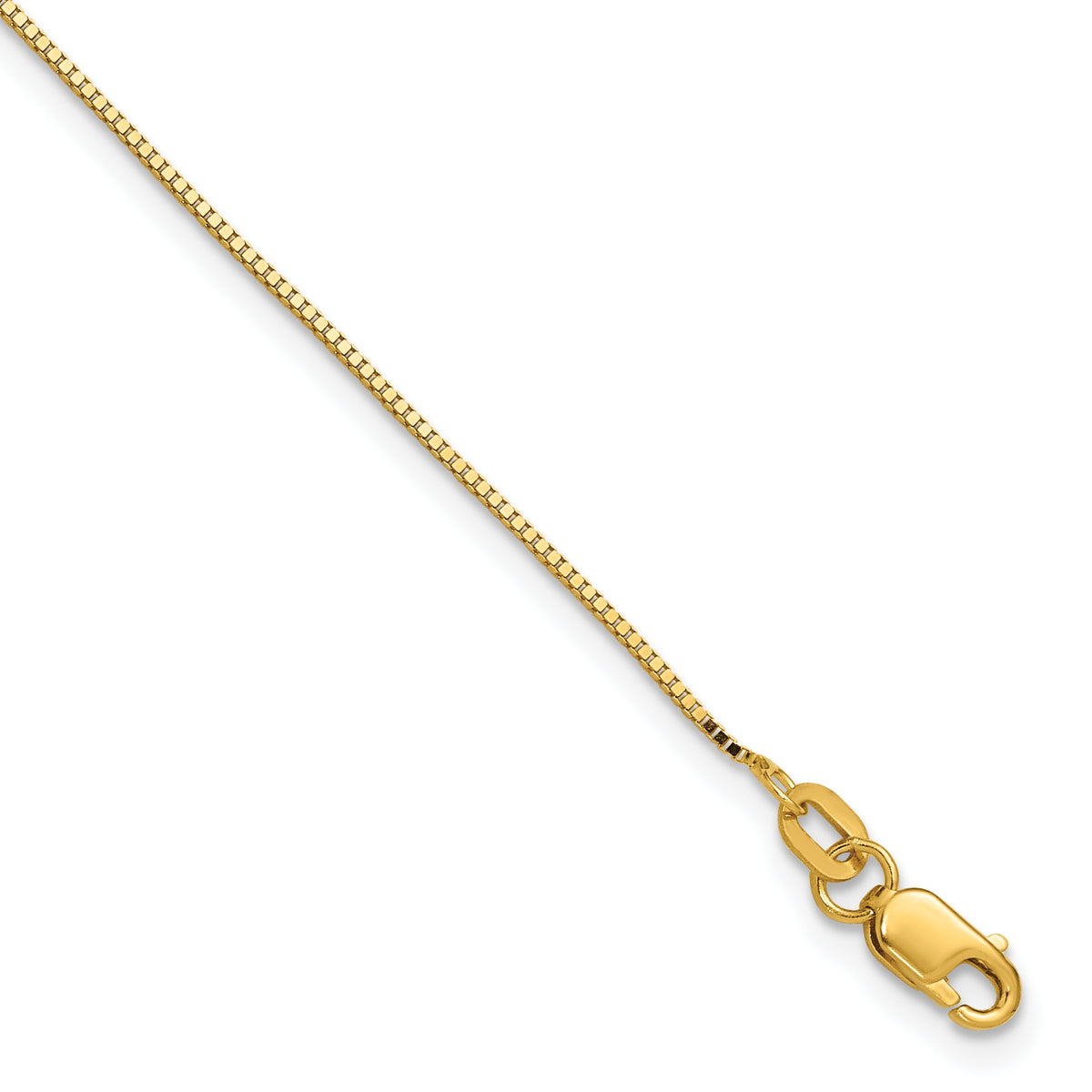 14K 7 inch .9mm Box with Lobster Clasp Bracelet