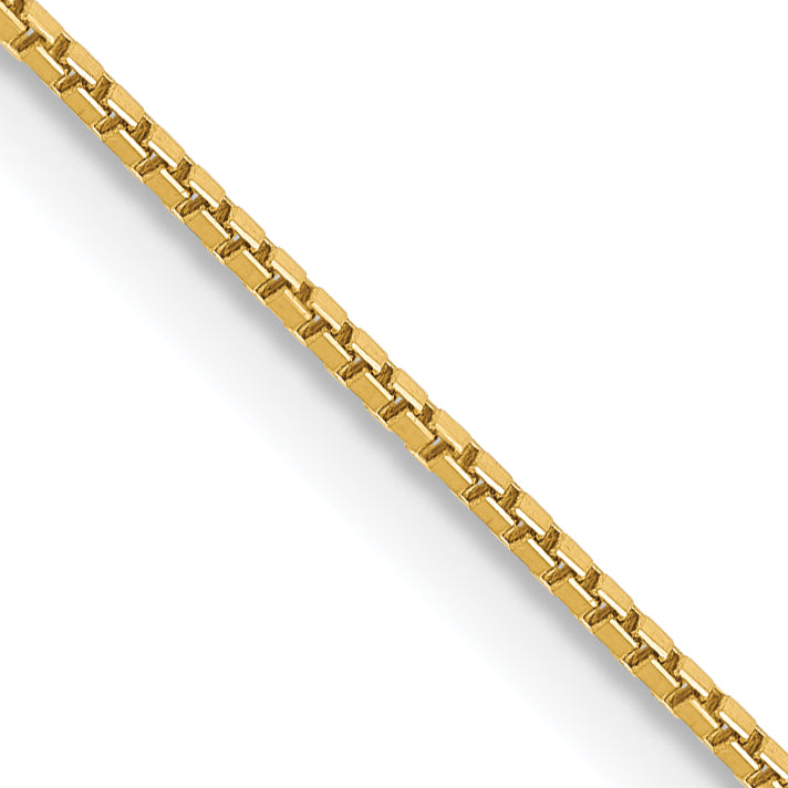 14K Yellow Gold Solid Box Chain Necklace 0.9mm