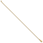 14K 9 inch .95mm Box with Lobster Clasp Anklet