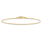 14K 9 inch .95mm Box with Lobster Clasp Anklet