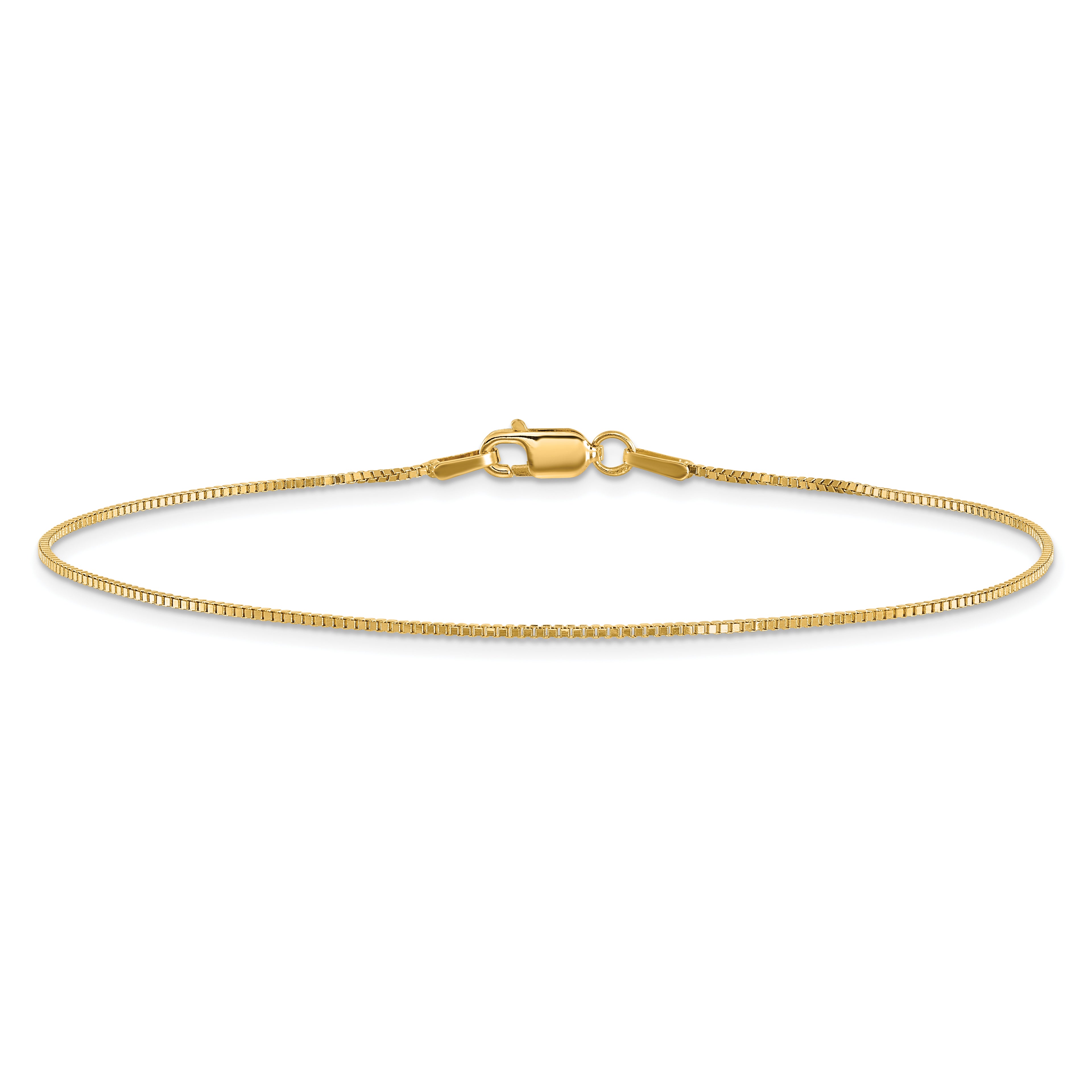 14K 9 inch .95mm Box with Lobster Clasp Anklet