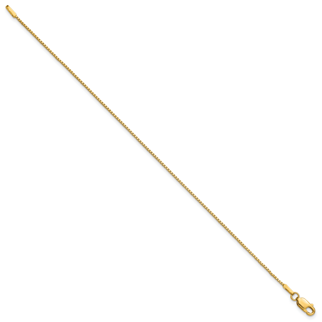 14K Yellow Gold Solid Box Chain Necklace 1mm