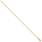 14K Yellow Gold Solid Box Chain Necklace 1mm