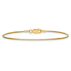 14K 7 inch 1mm Box with Lobster Clasp Bracelet