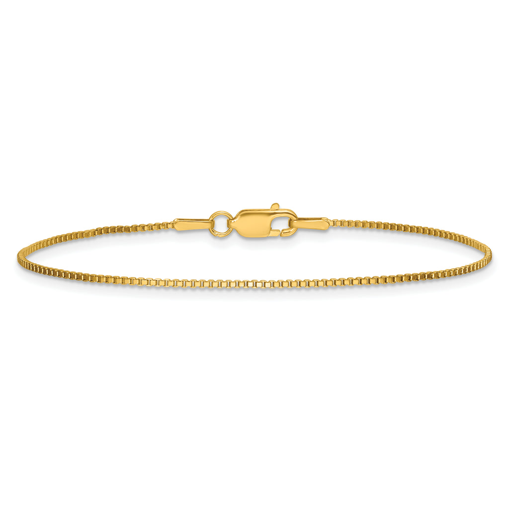 14K 7 inch 1mm Box with Lobster Clasp Bracelet
