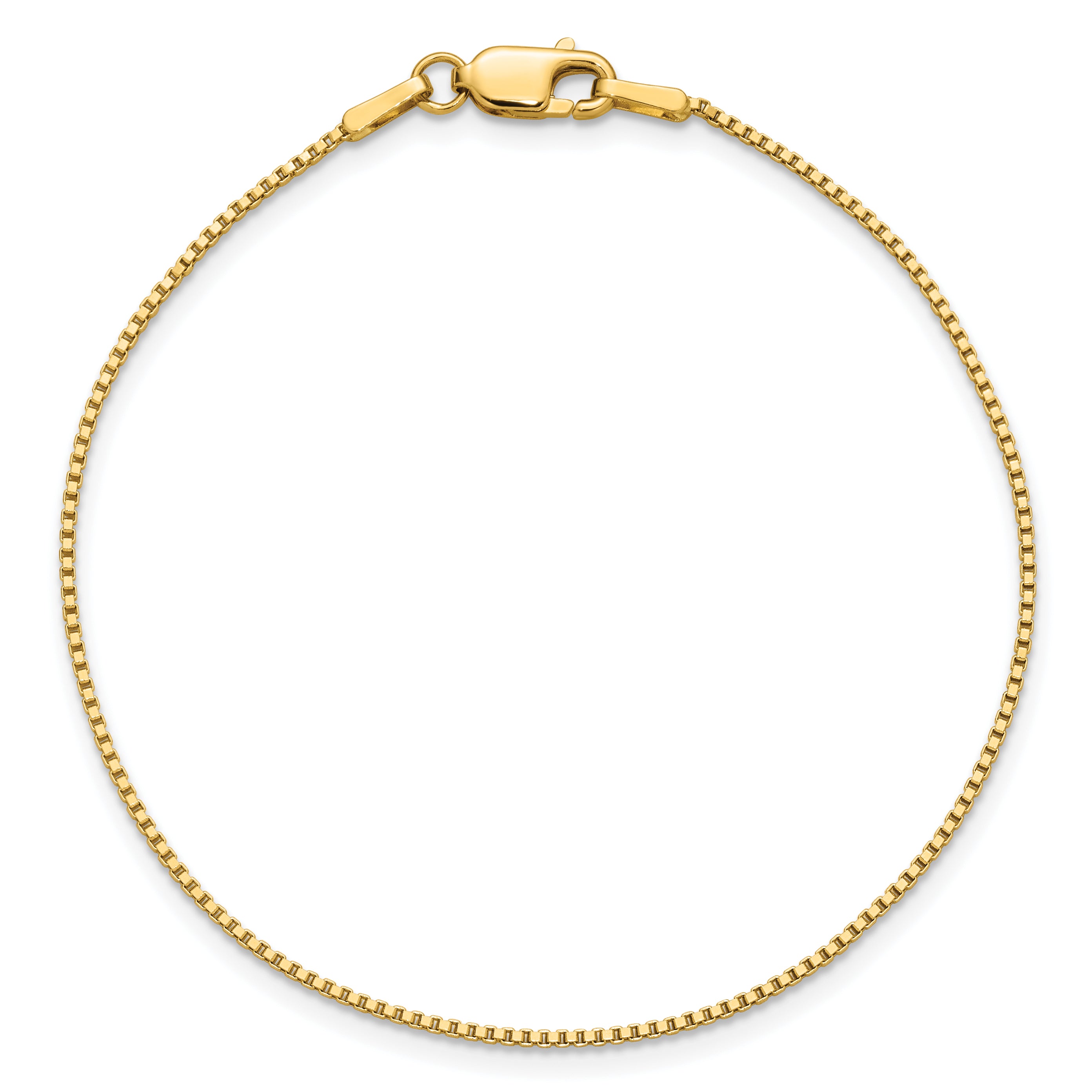 14K 9 inch 1mm Box with Lobster Clasp Anklet