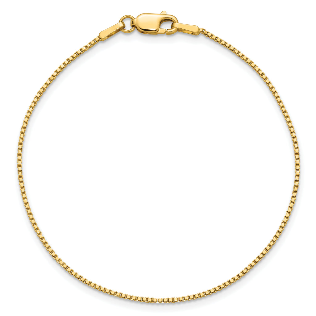 14K 7 inch 1mm Box with Lobster Clasp Bracelet