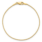 14K 7 inch 1mm Box with Lobster Clasp Bracelet