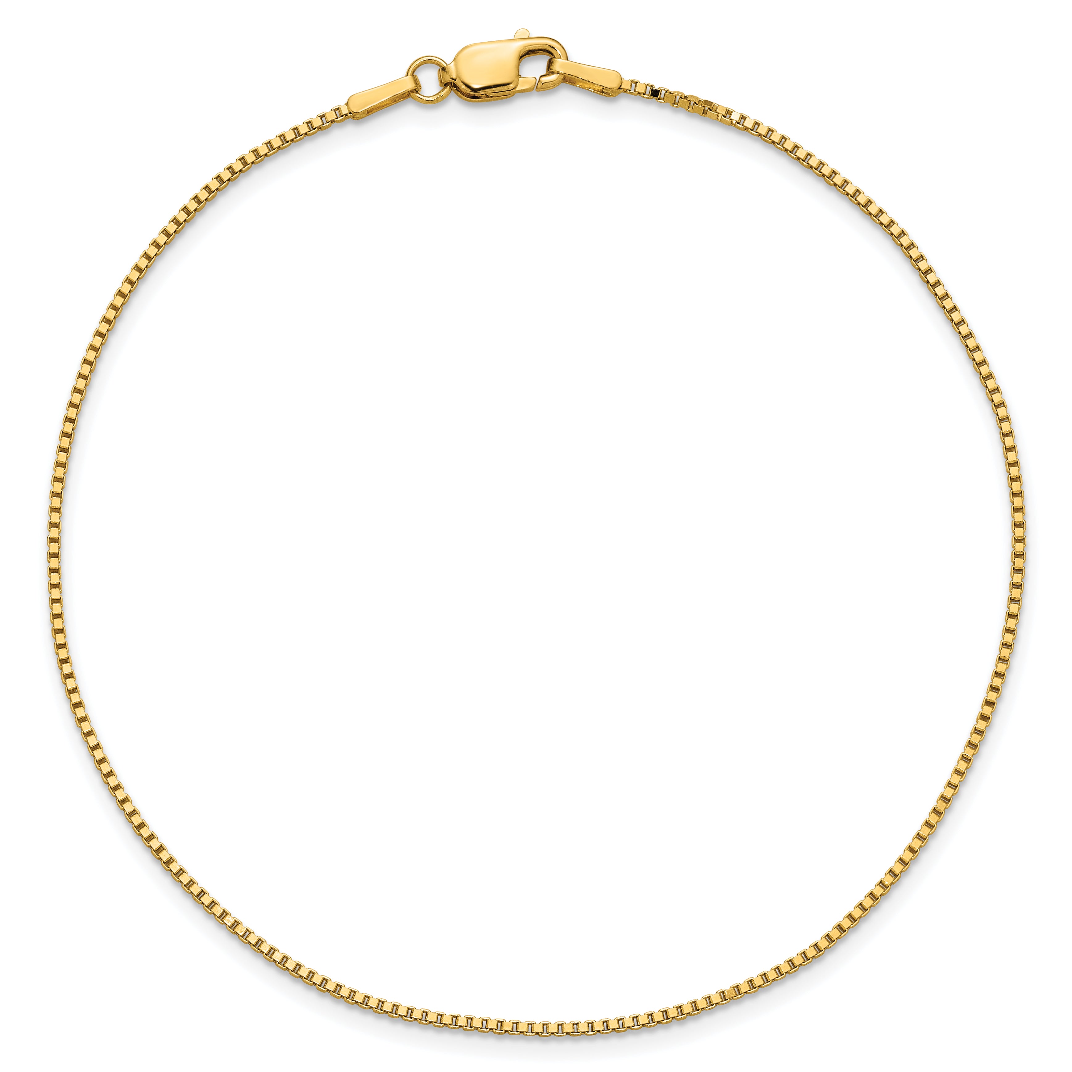 14K 9 inch 1.05mm Box with Lobster Clasp Anklet