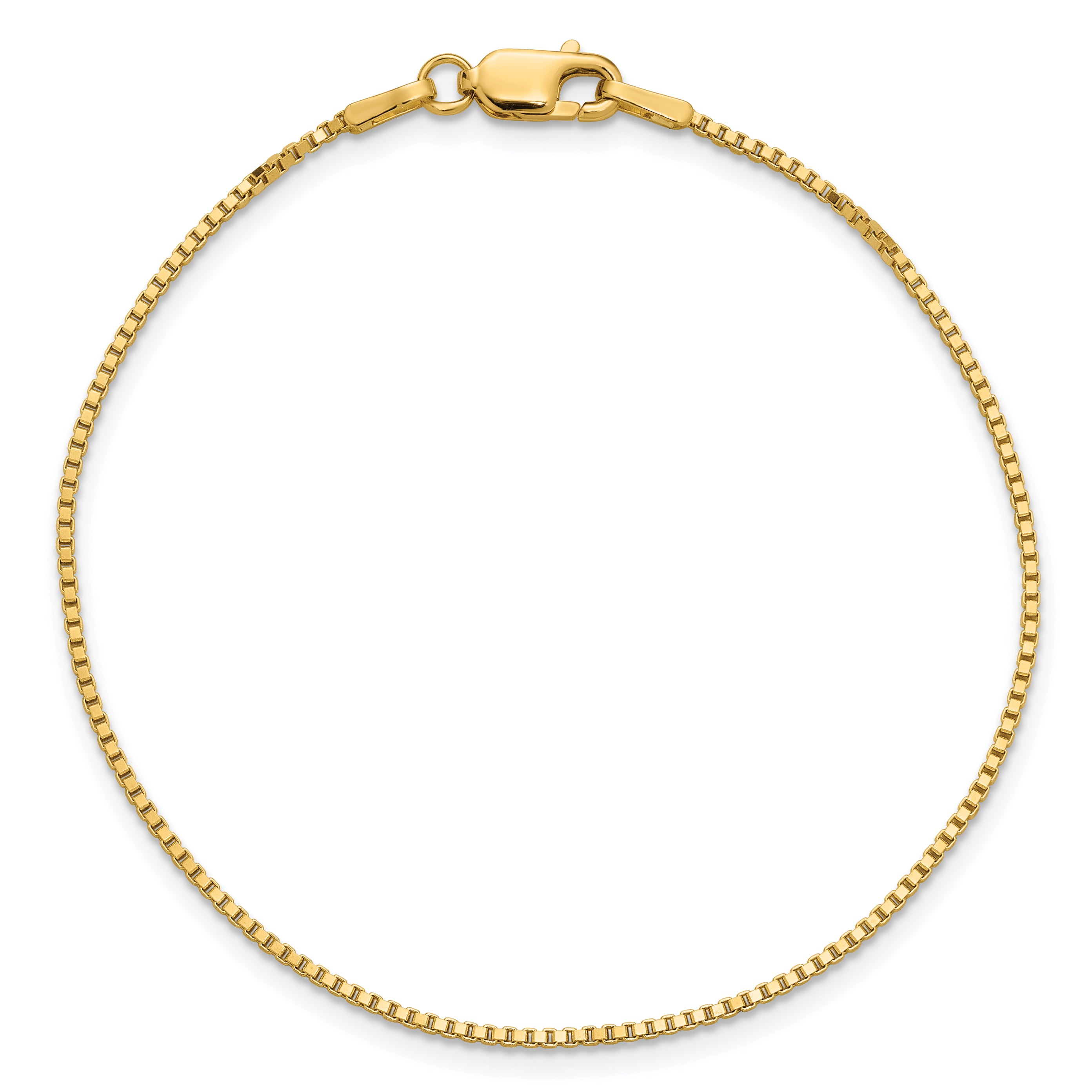 14K 9 inch 1.1mm Box with Lobster Clasp Anklet