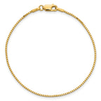 14K 9 inch 1.1mm Box with Lobster Clasp Anklet