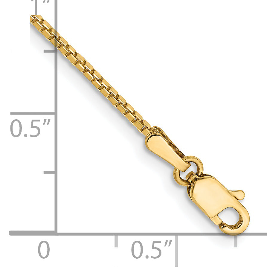 14K 9 inch 1.1mm Box with Lobster Clasp Anklet