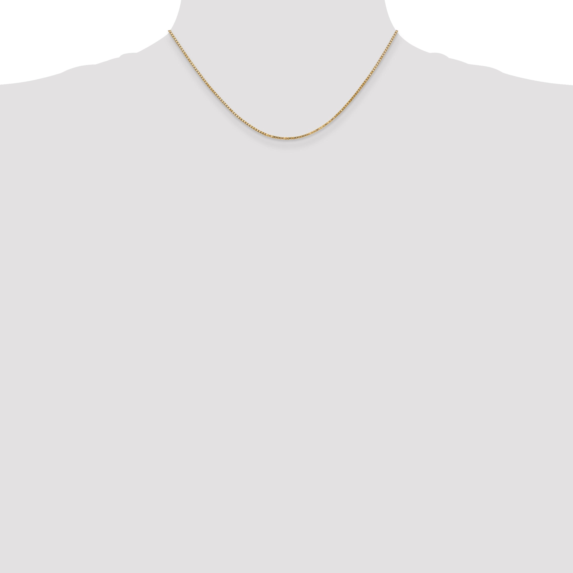 14K Yellow Gold Solid Box Chain Necklace 1.3mm