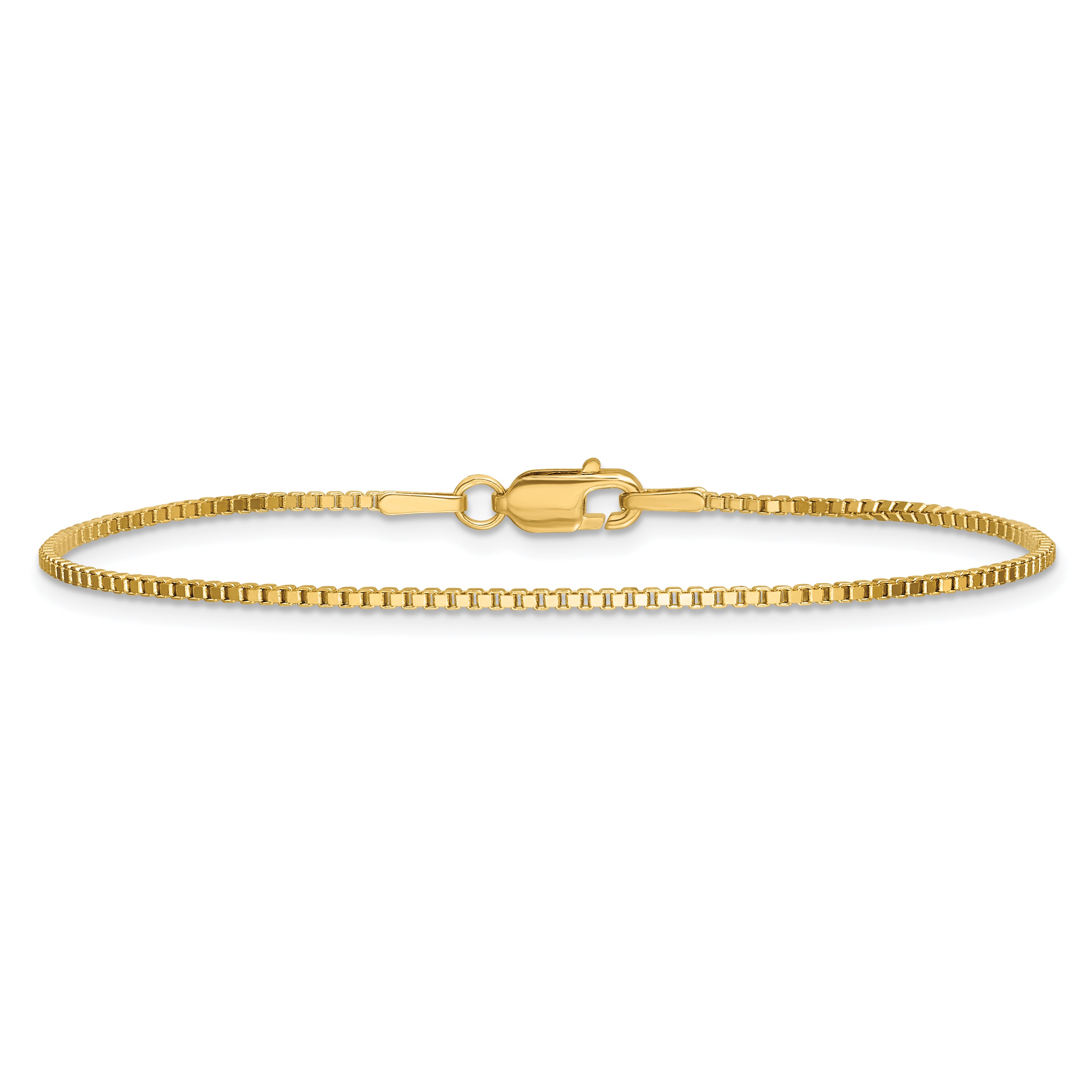 14K 9 inch 1.4mm Box with Lobster Clasp Anklet